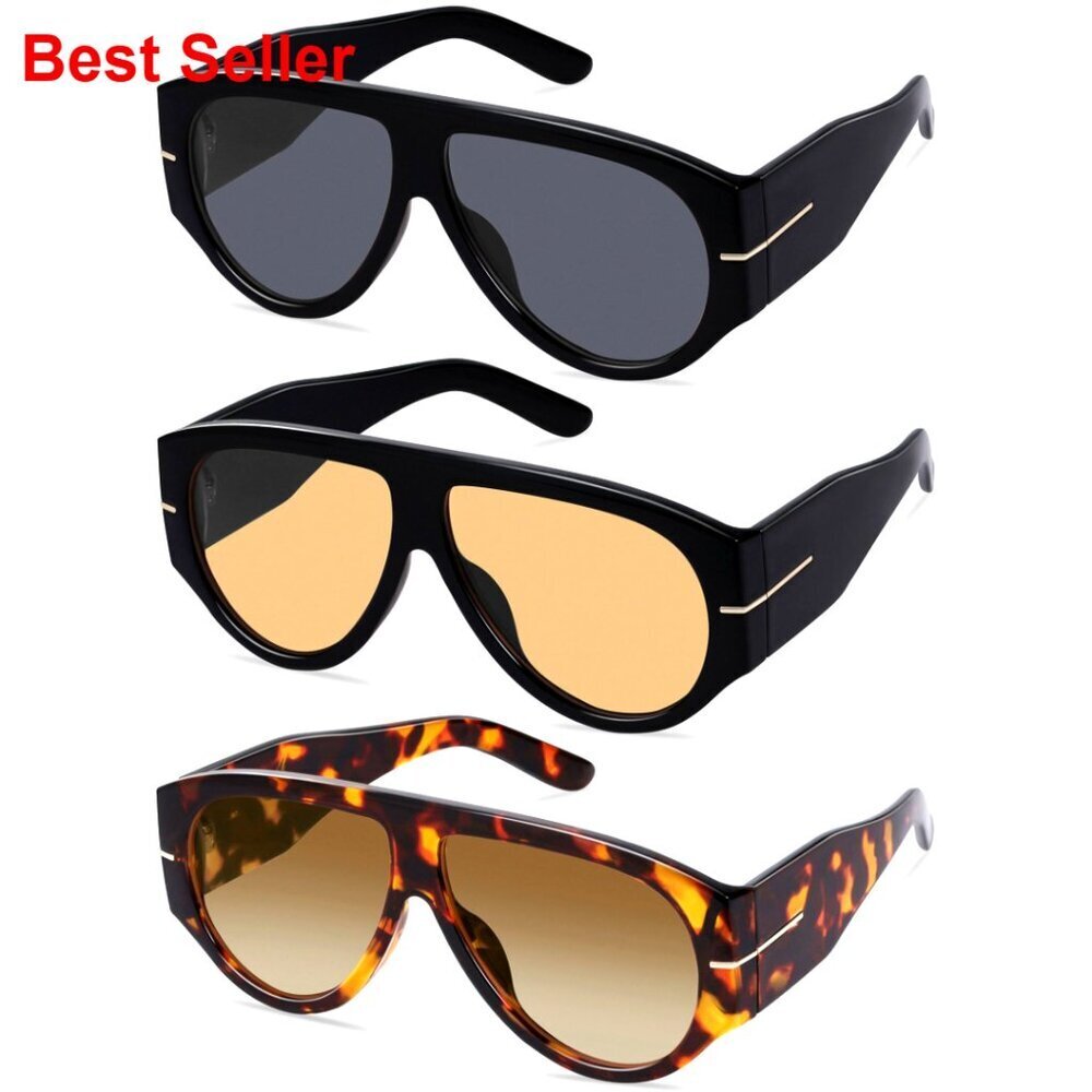 Oversized Aviator Sunglasses UV400 Protection Vintage 70s Style